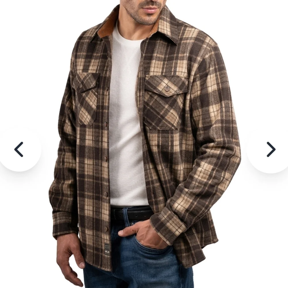 Men's Jach Brown Plaid Flannel Long Sleeve Shirt Jacket - M